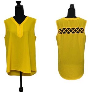Reese Yellow Zipper Sleeveless Blouse L